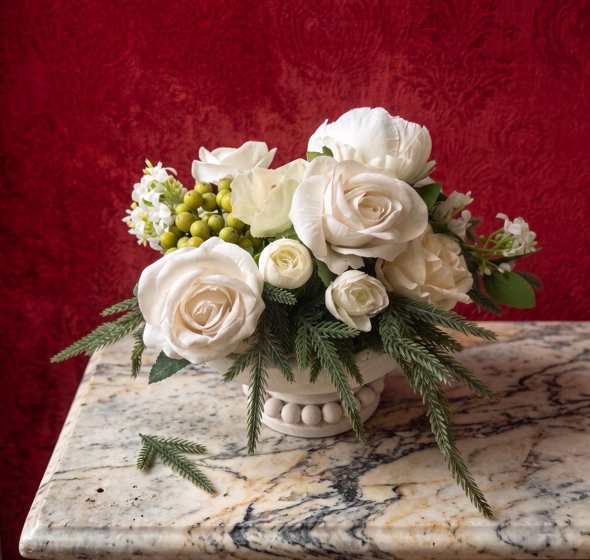 Holiday Floral Arrangement in Pedestal Planter