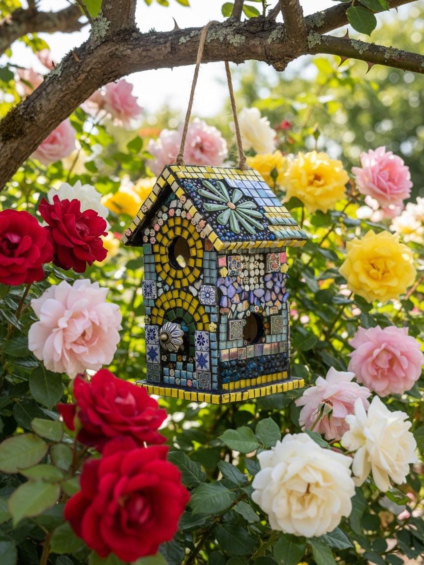 Handcrafted Mosaic Birdhouse