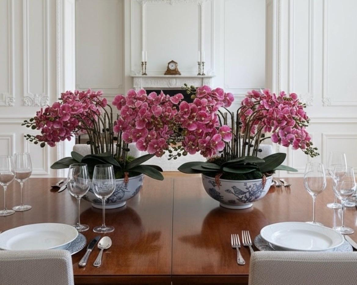 Real Touch Pink Orchid Arrangement in Bird Bowl