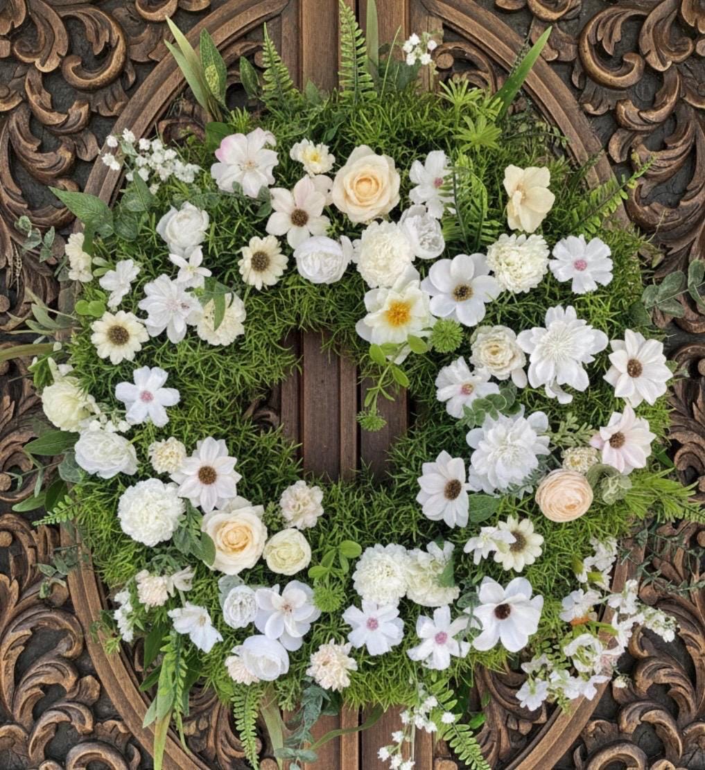 Large White Floral Wreath