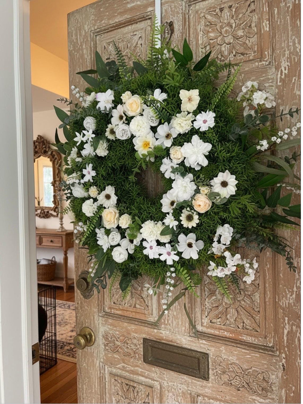 Large White Floral Wreath