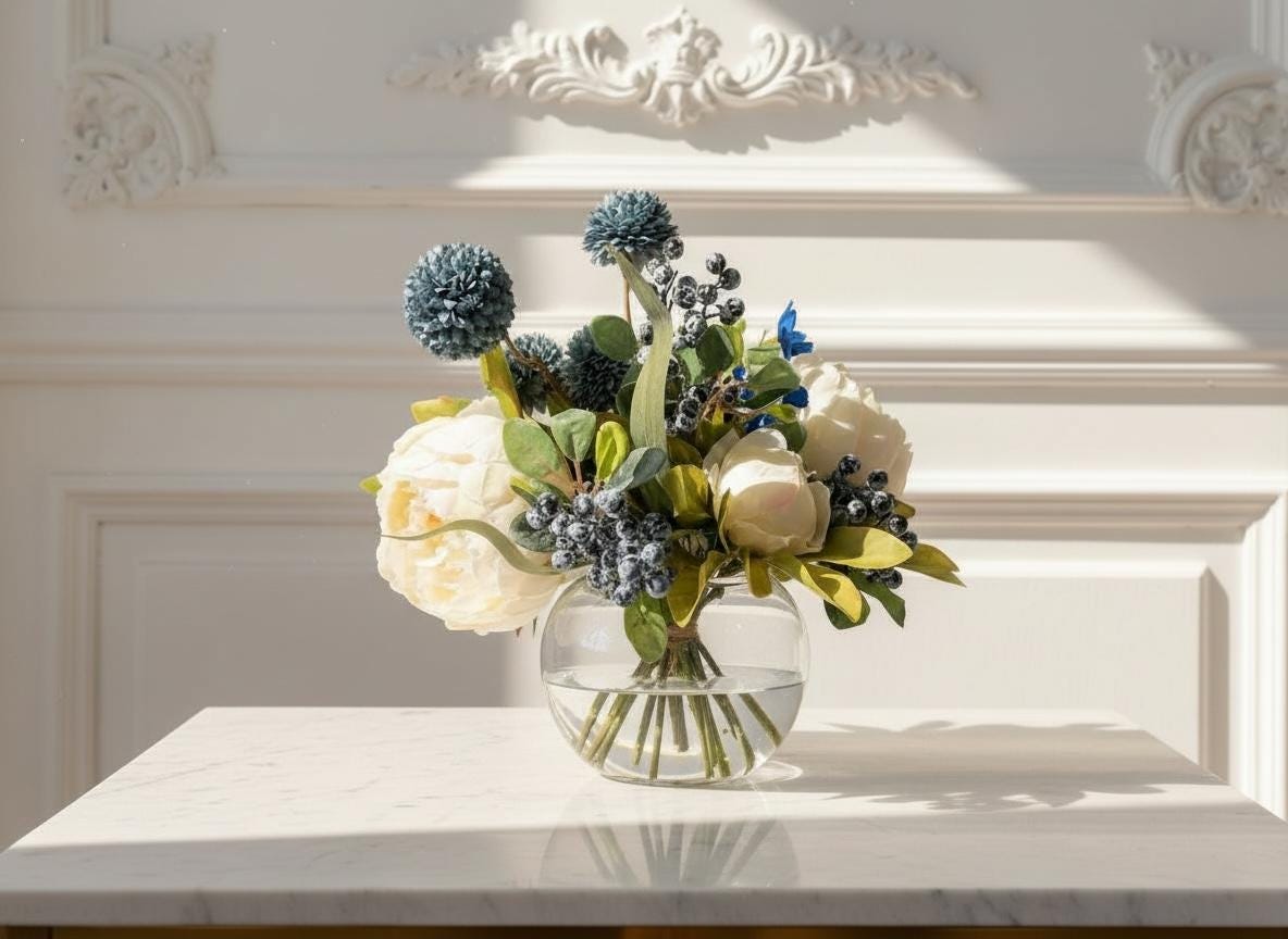 Blue & White Peony Arrangement