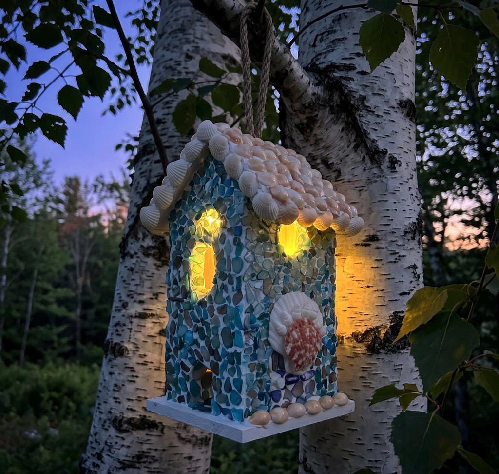 Handcrafted Coastal Seashell Birdhouse