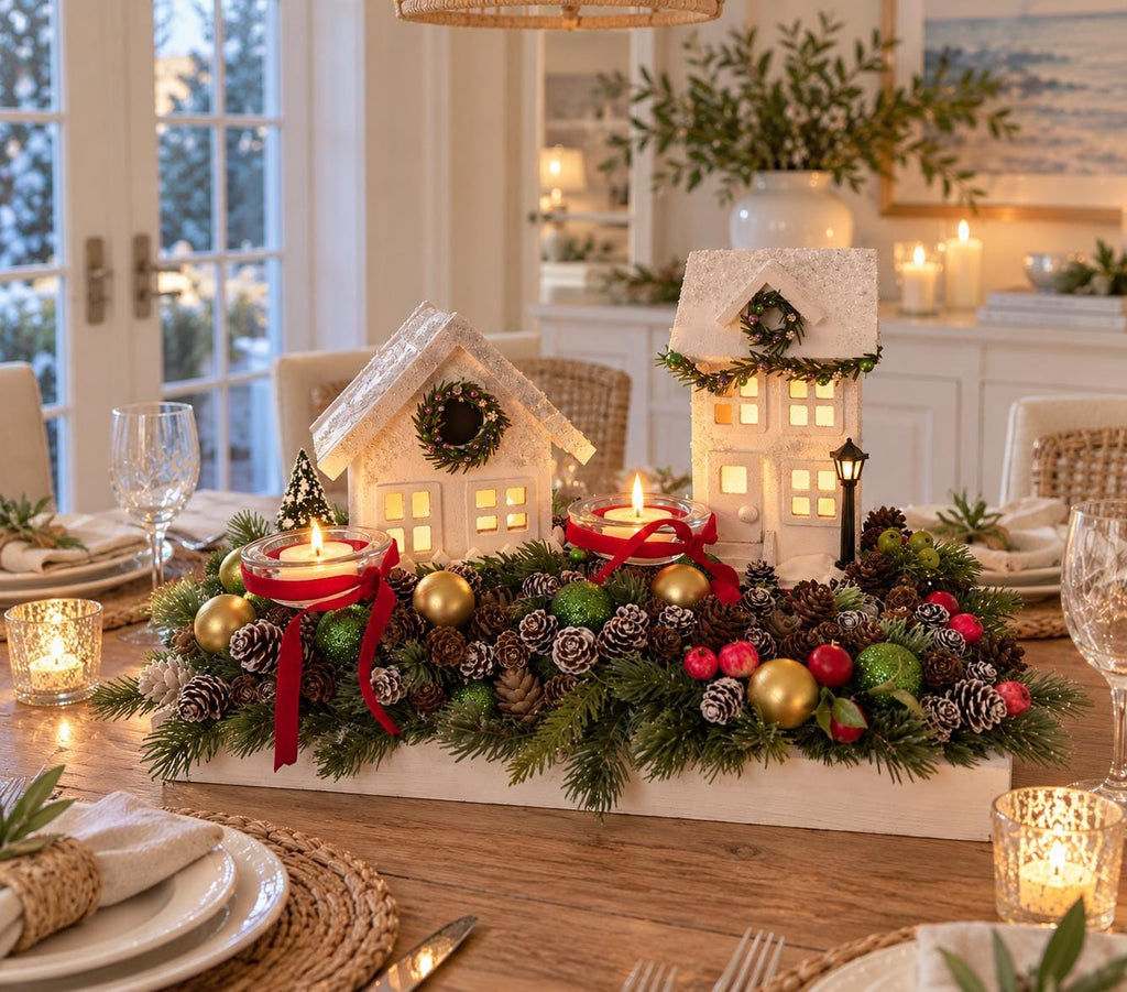Hand-Crafted Christmas Village Centerpiece