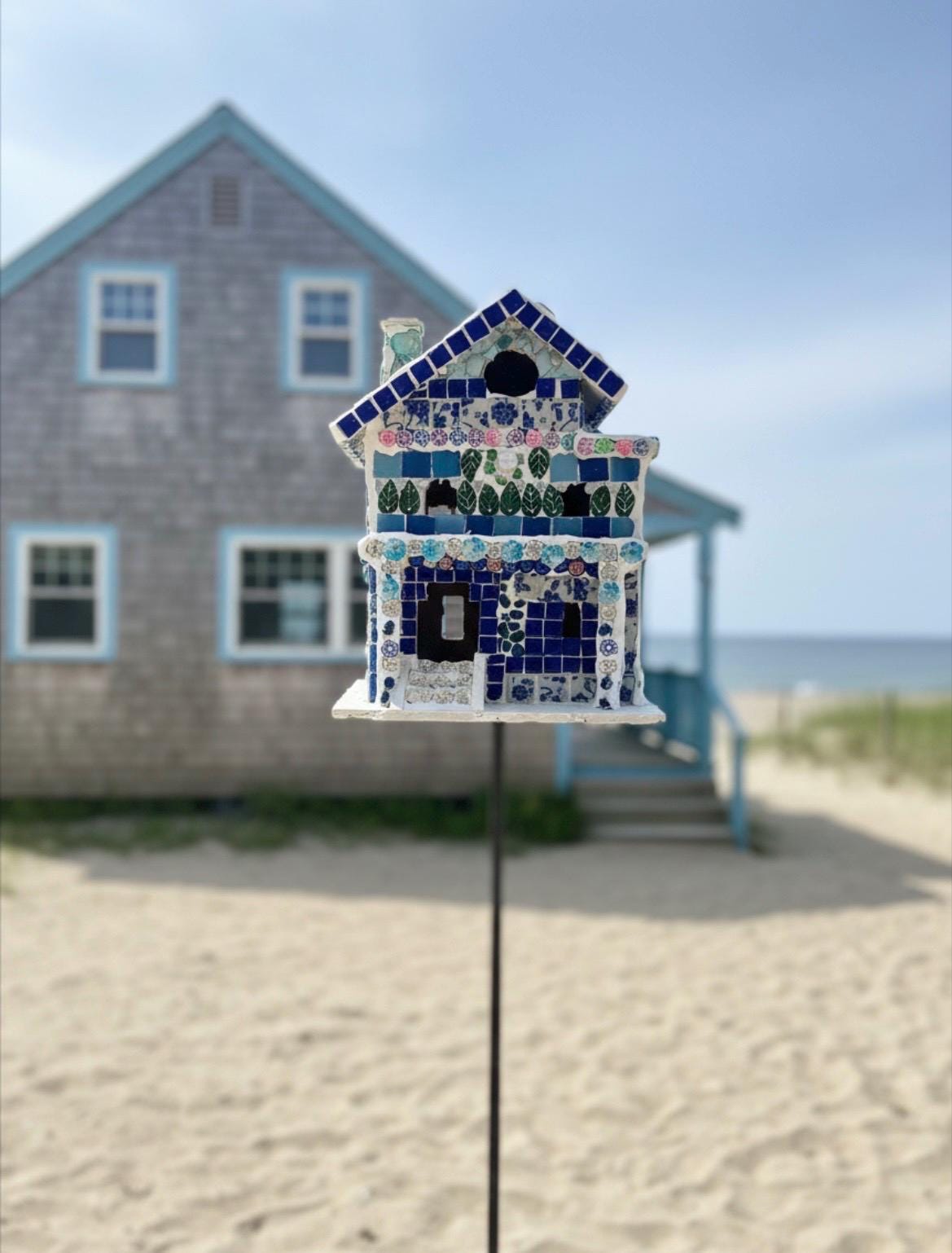 Handmade Mosaic Birdhouse with Ceramic Tile
