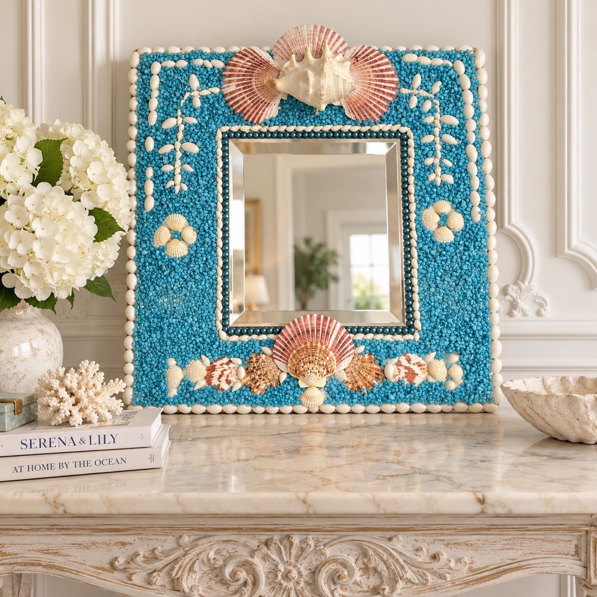 Turquoise Seashell Mirror