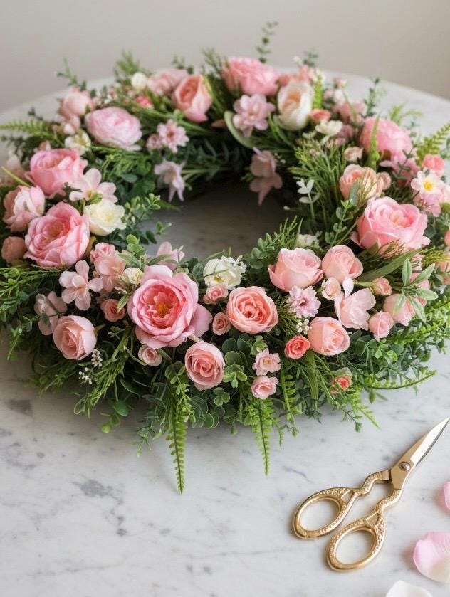 Large Pastel Pink Floral Wreath