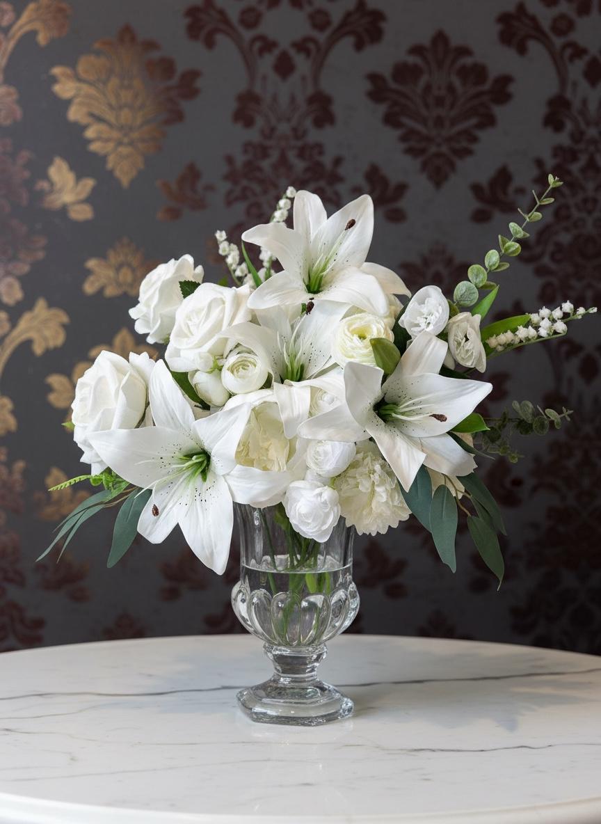 White Lily & Rose Arrangement