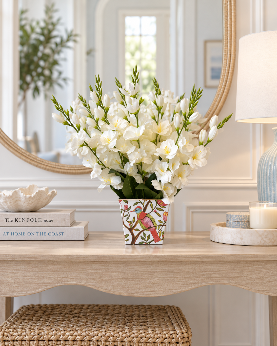 White Gladiolus Arrangement in  Cachepot