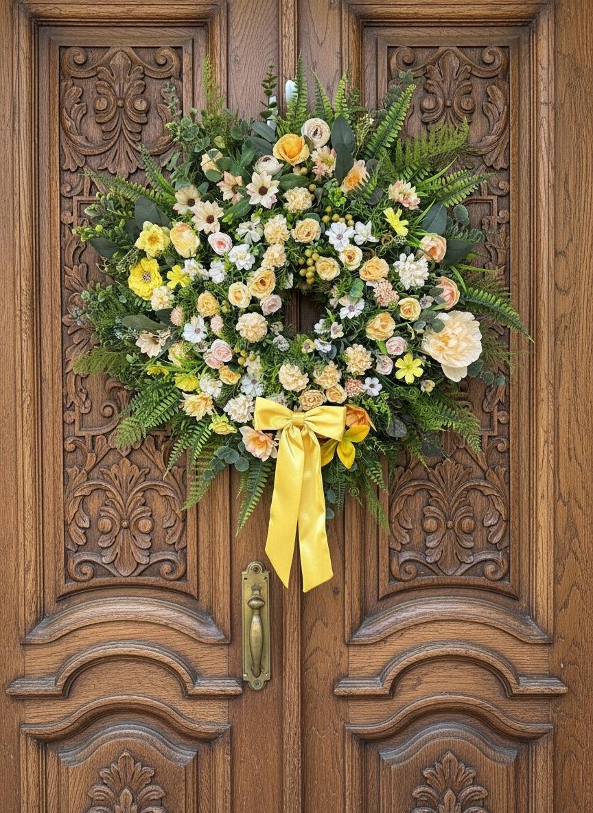 Large Yellow Floral Wreath