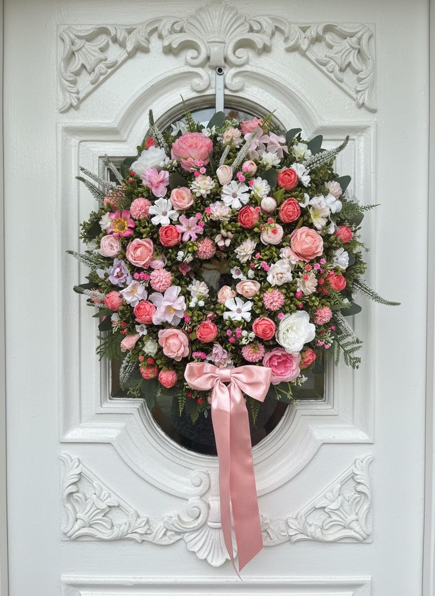 Pink and White Wreath