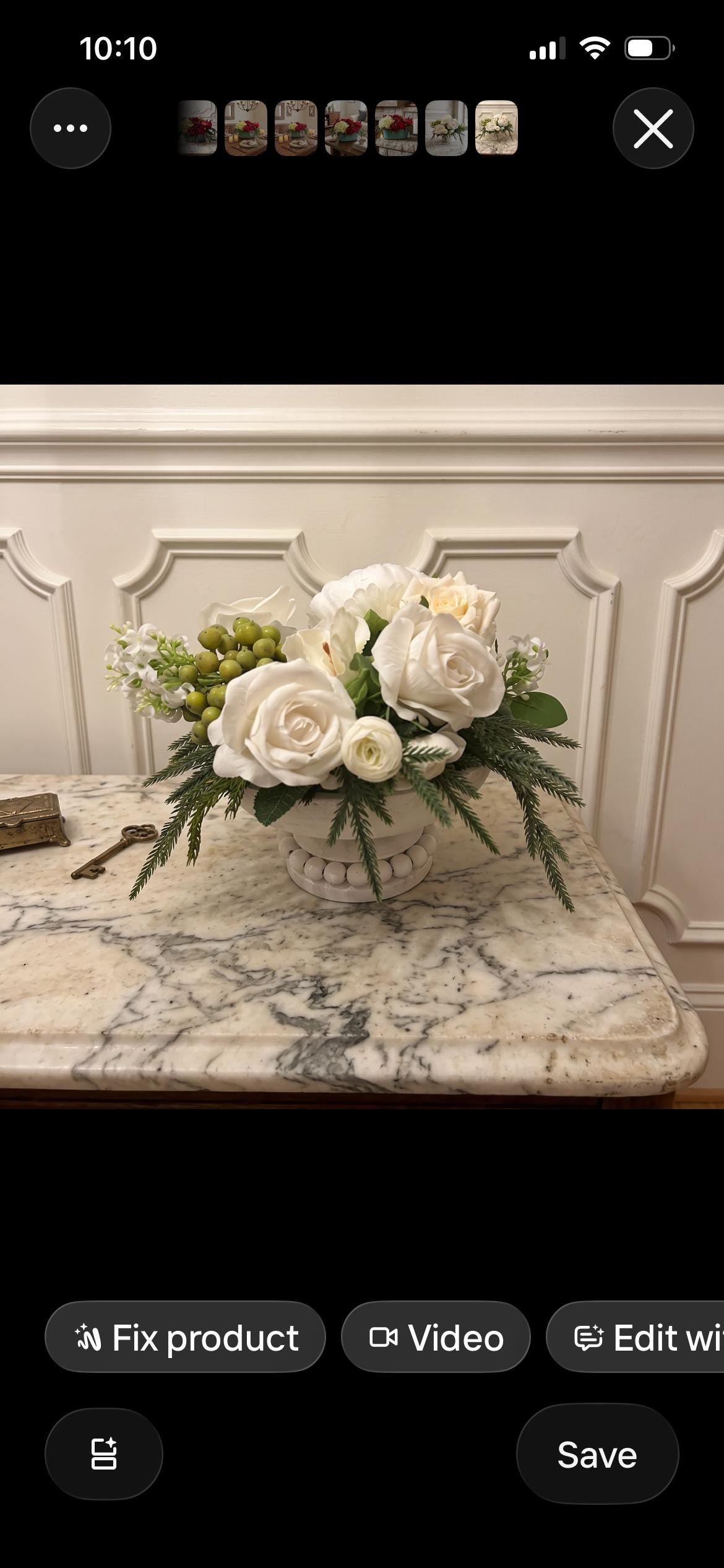 Holiday Floral Arrangement in Pedestal Planter