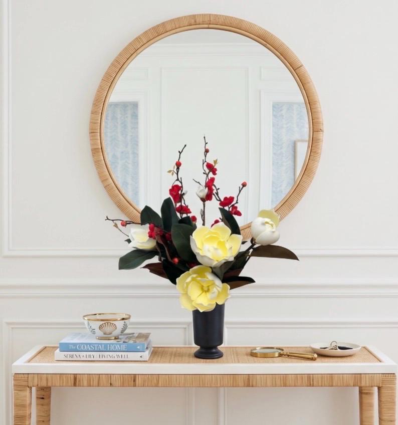 Large Real-Touch Magnolia Arrangement in Ceramic Urn