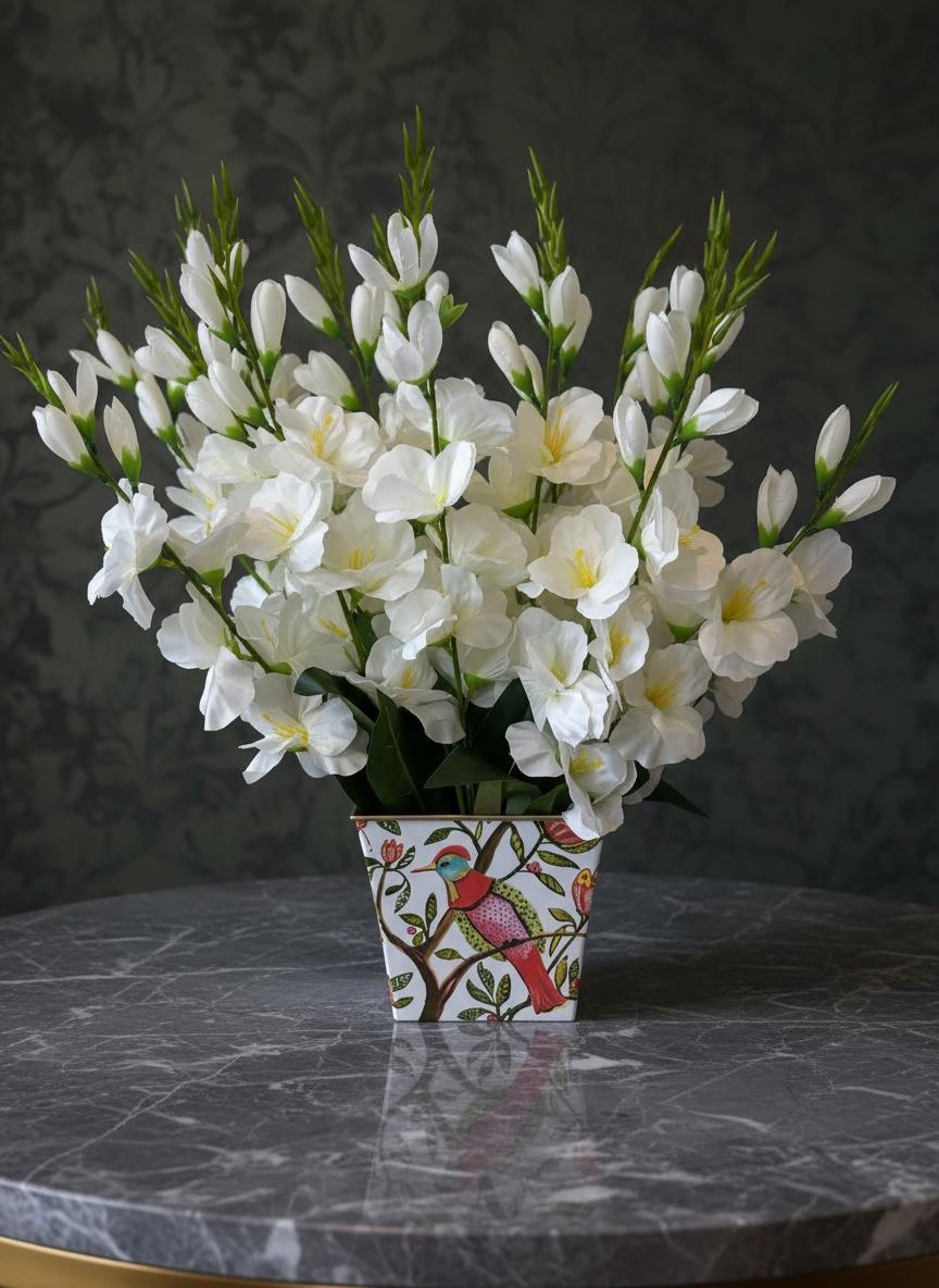 White Gladiolus Arrangement in  Cachepot