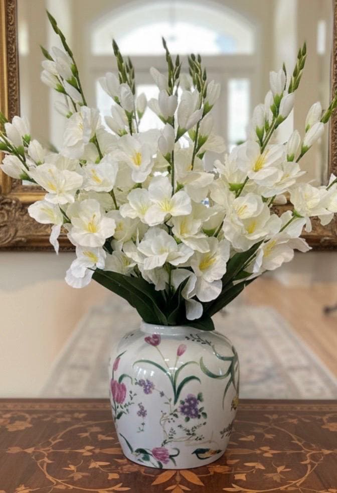 Gladiolas in Bird Vase