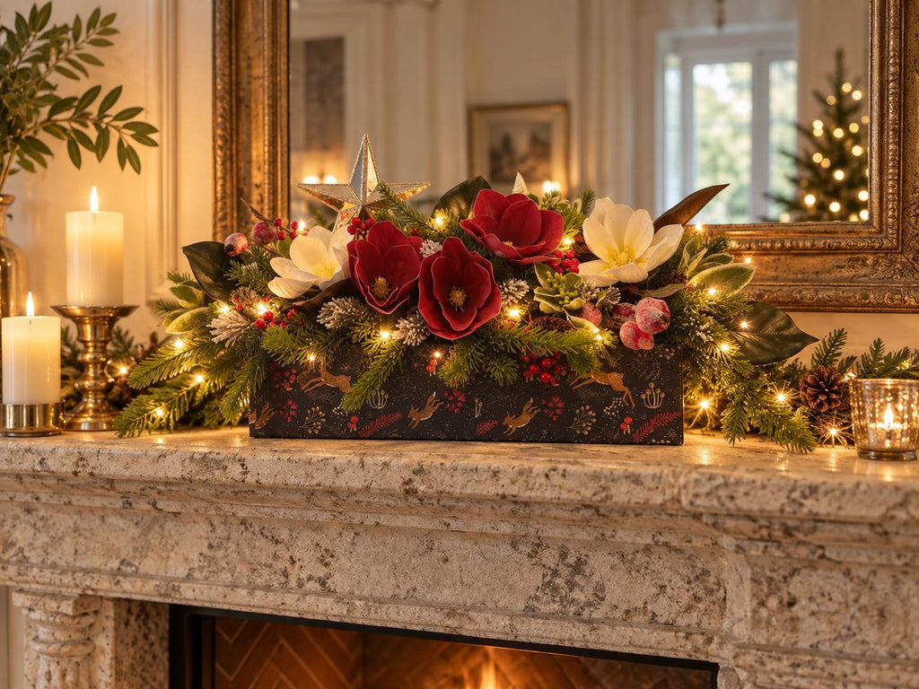 Festive Woodland Magnolia Holiday Centerpiece