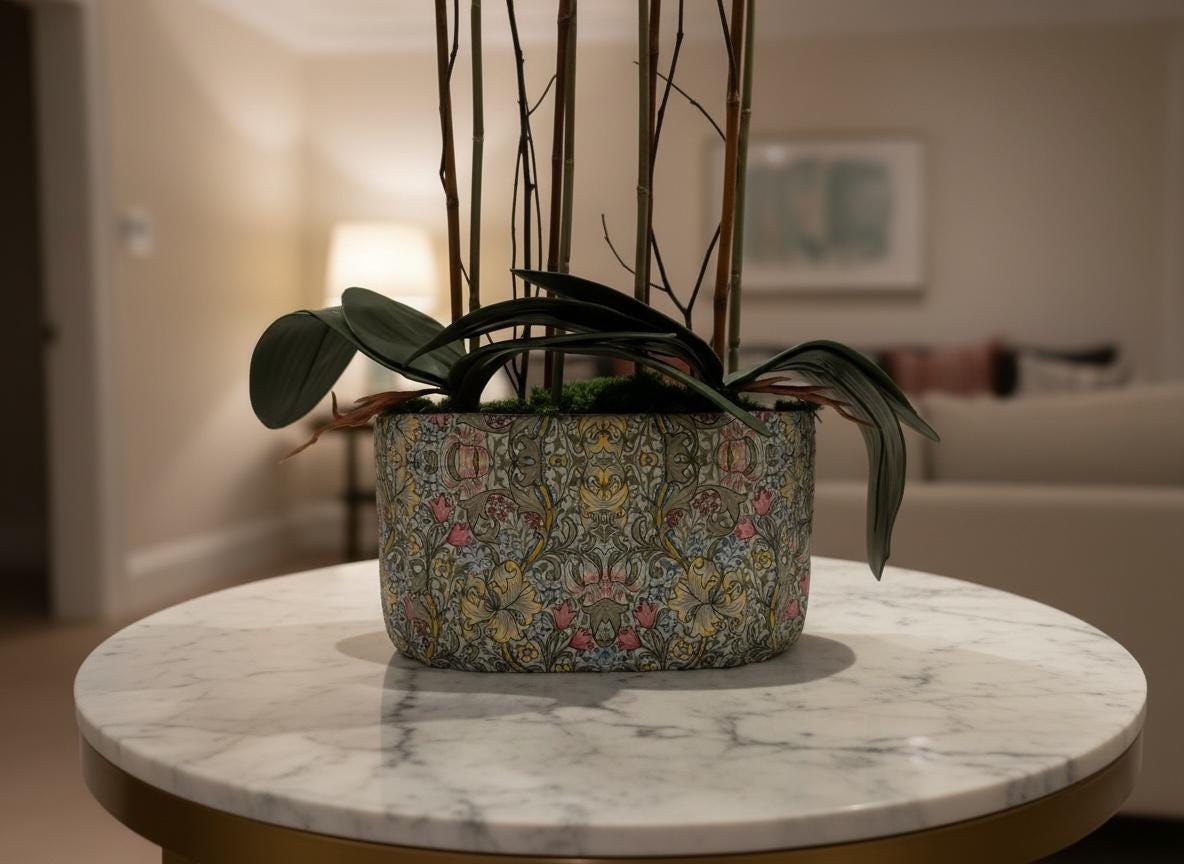Pink Orchid Arrangement in William Morris Planter