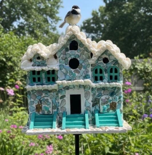 Handmade Seashell Mosaic Birdhouse
