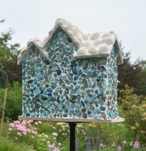 Handmade Seashell Mosaic Birdhouse