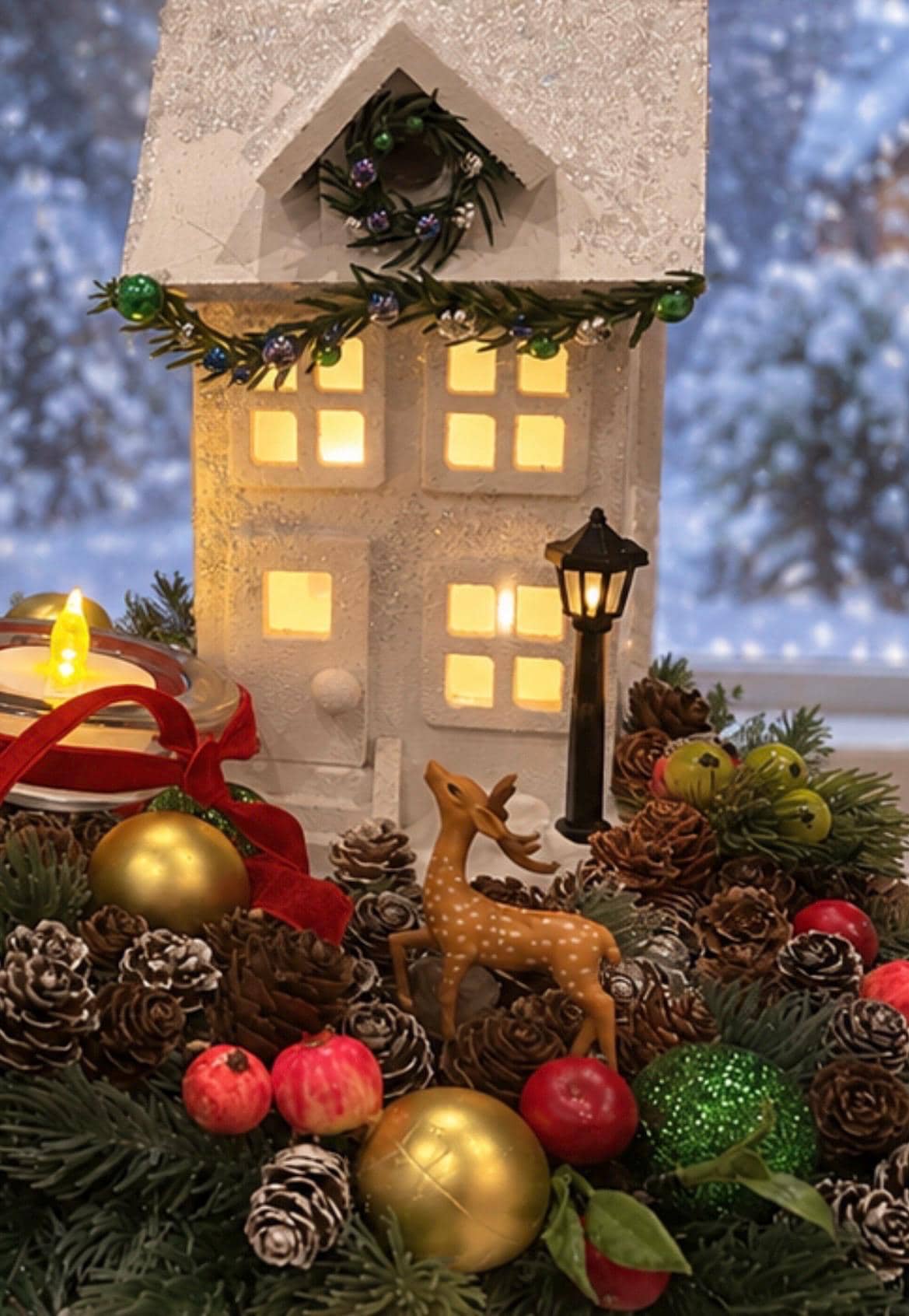 Hand-Crafted Christmas Village Centerpiece