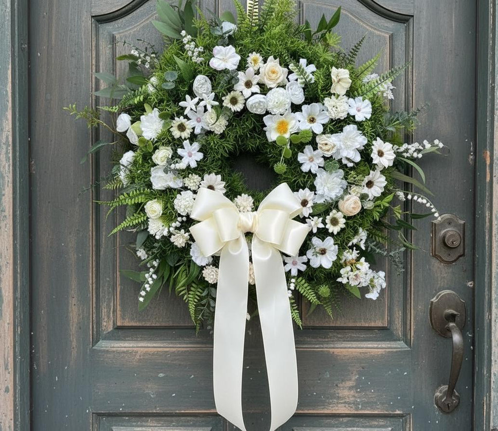 Large White Floral Wreath