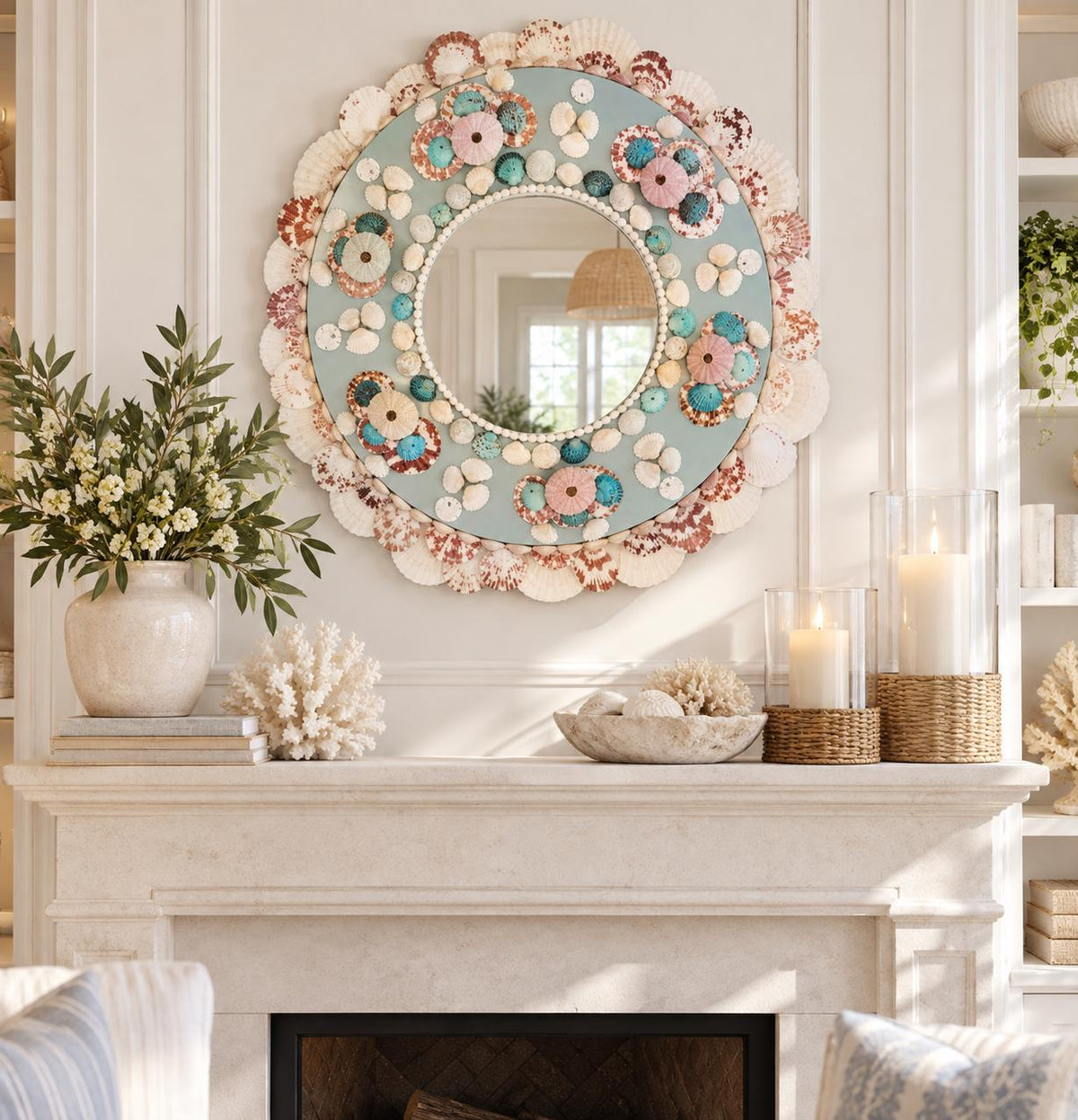 Handcrafted Seashell Wall Mirror
