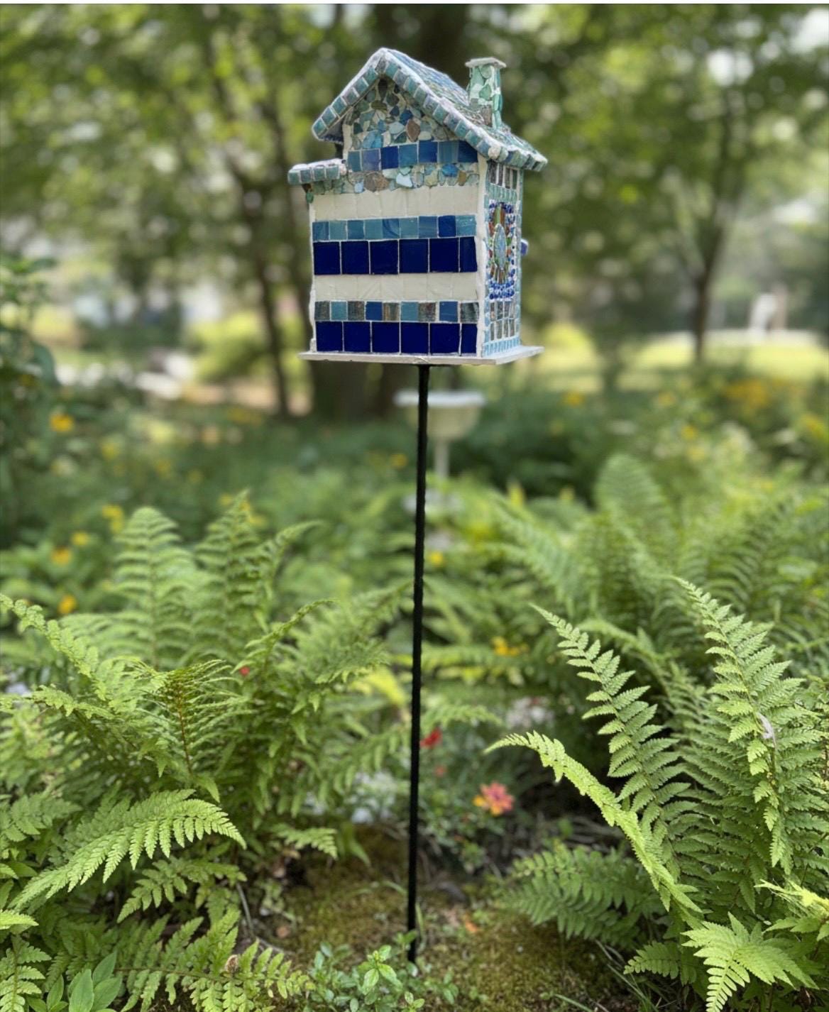 Handmade Mosaic Birdhouse with Ceramic Tile