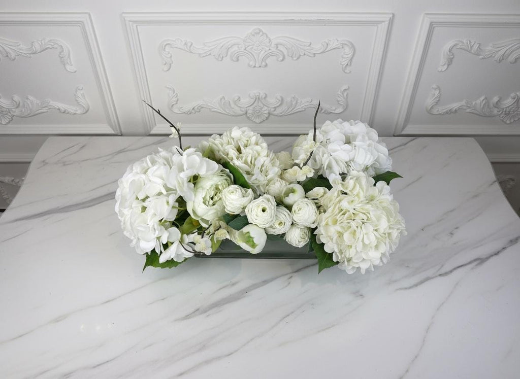 White Hydrangea & Rose Centerpiece