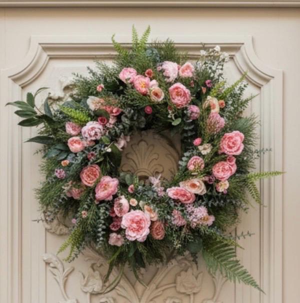 Large Pastel Pink Floral Wreath