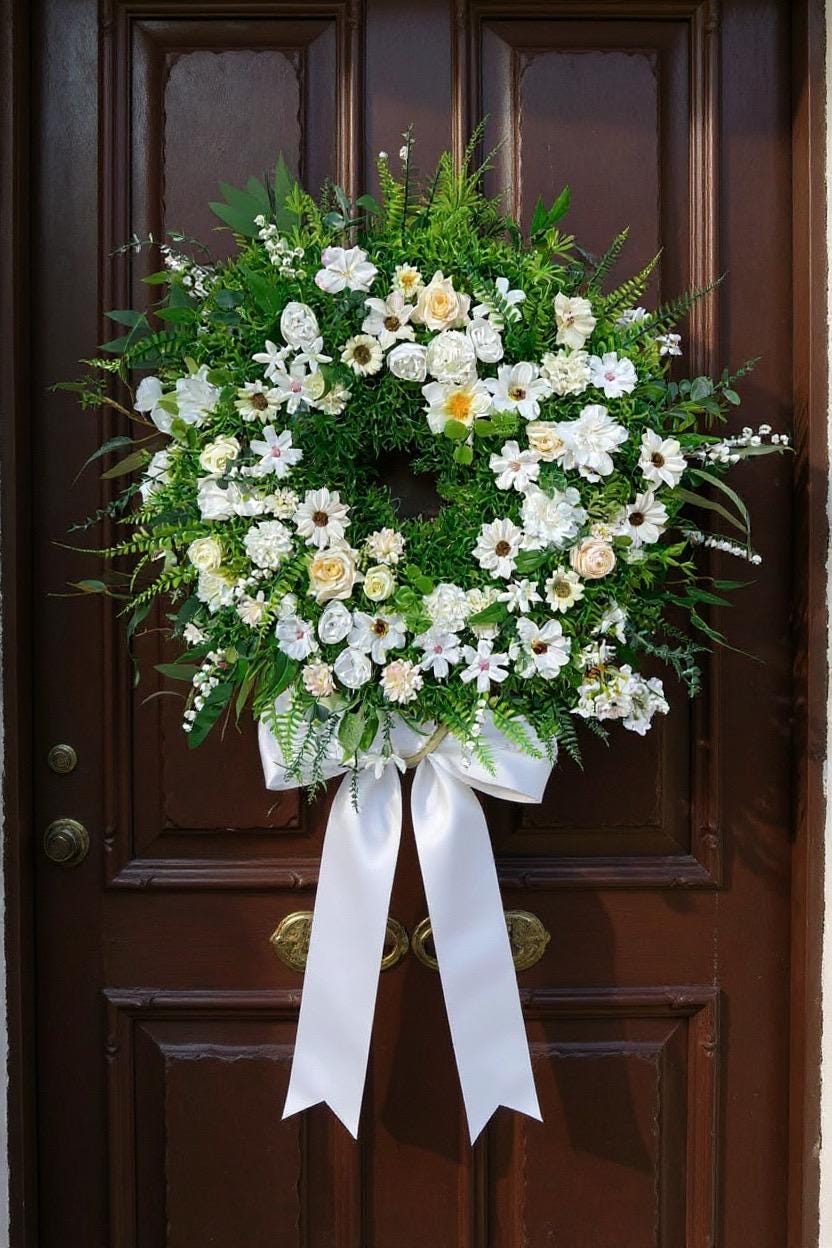Large White Floral Wreath