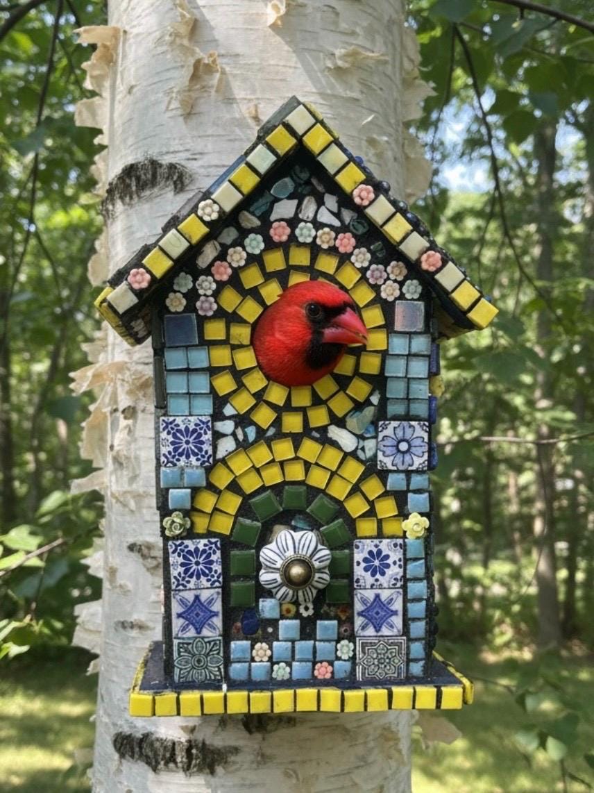 Handcrafted Mosaic Birdhouse