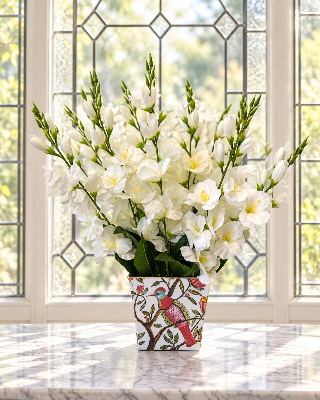 White Gladiolus Arrangement in  Cachepot