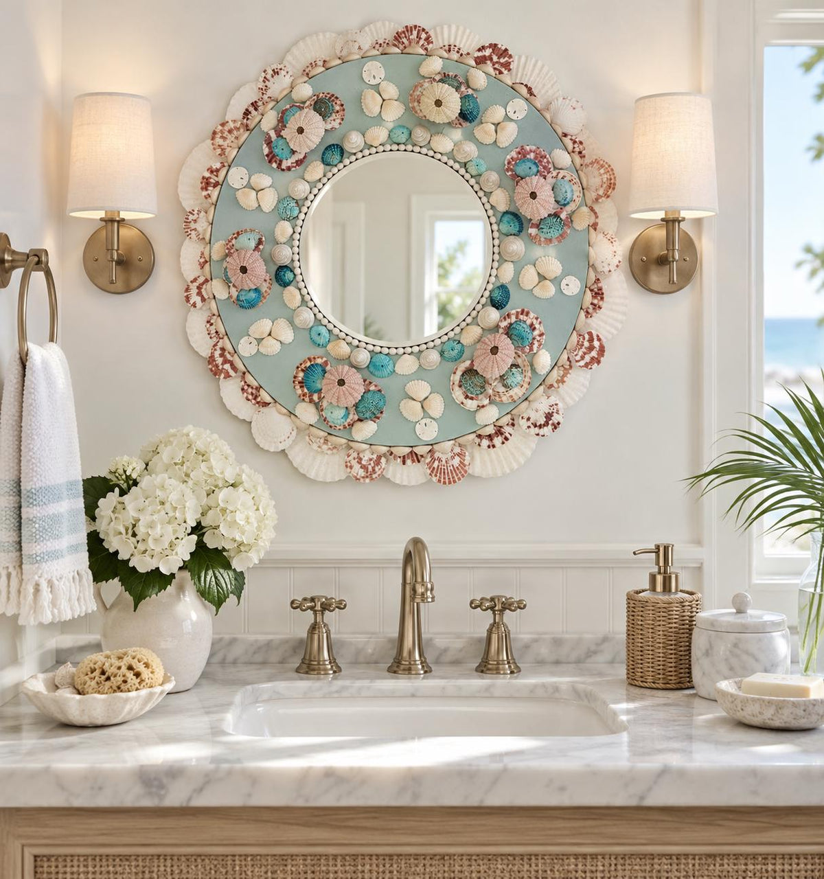 Handcrafted Seashell Wall Mirror