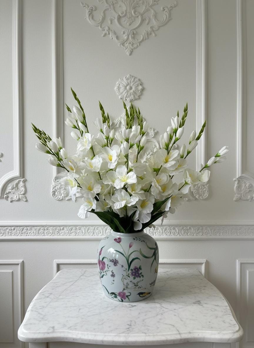 Gladiolas in Bird Vase