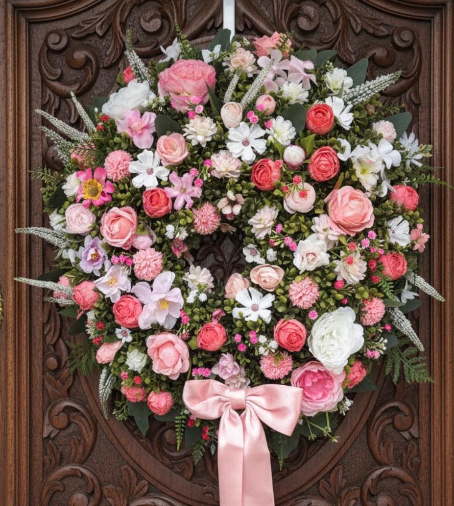 Pink and White Wreath