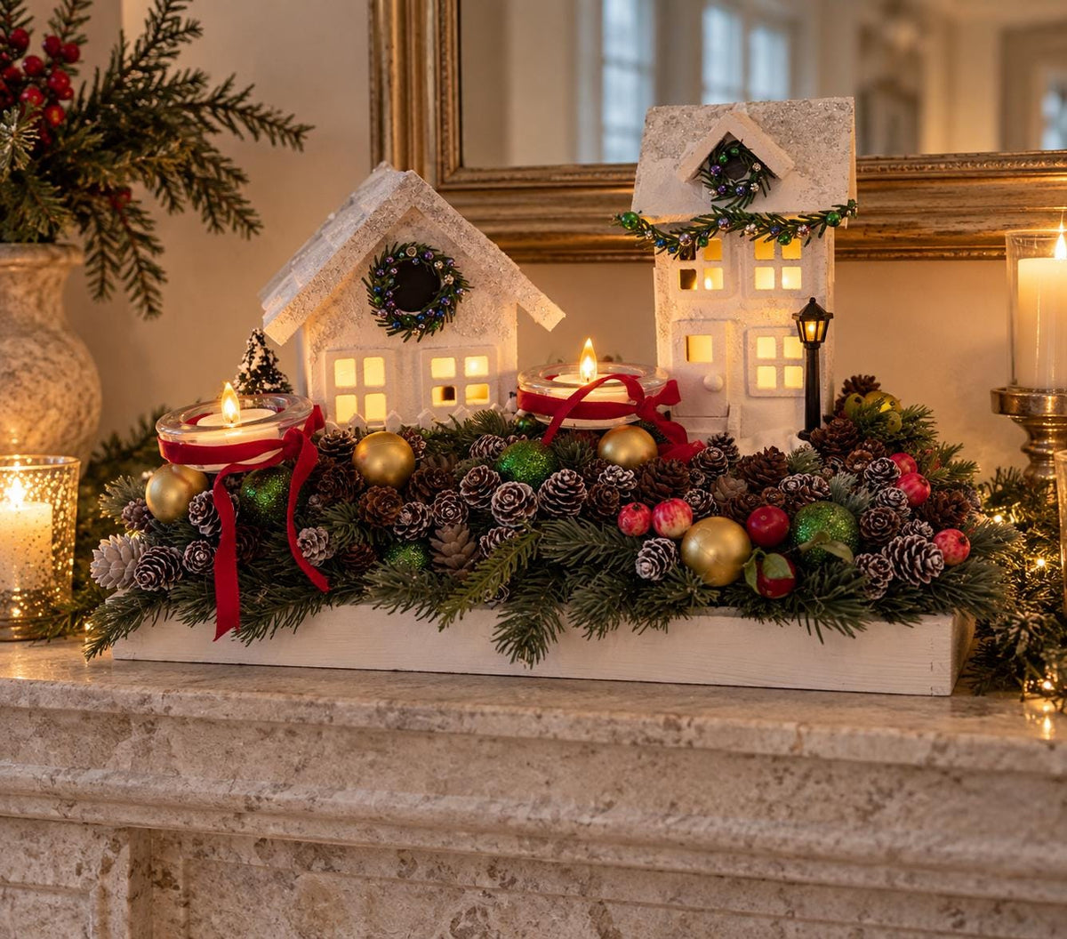 Hand-Crafted Christmas Village Centerpiece
