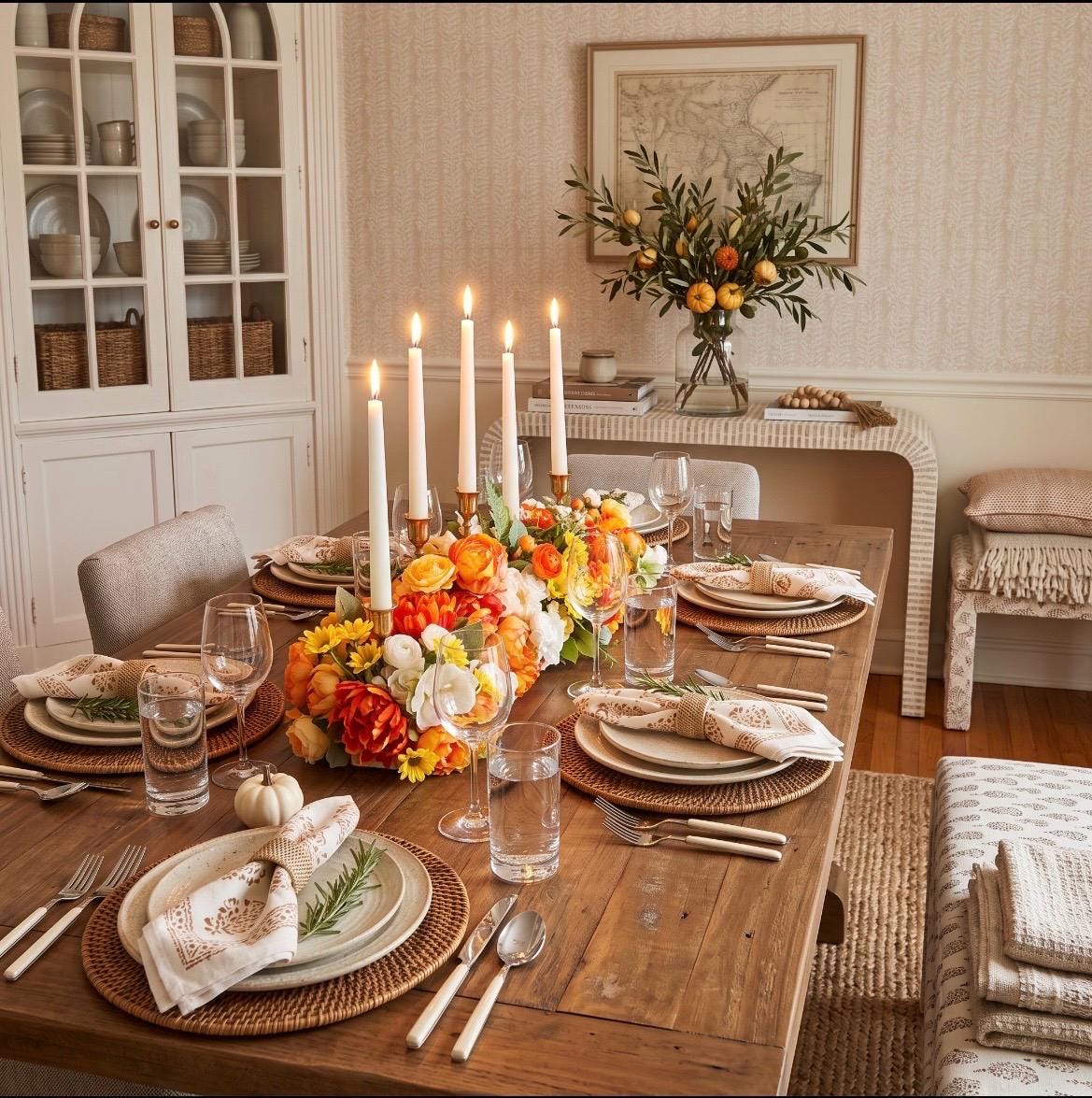 Large Fall Floral Centerpiece with Candle Holders