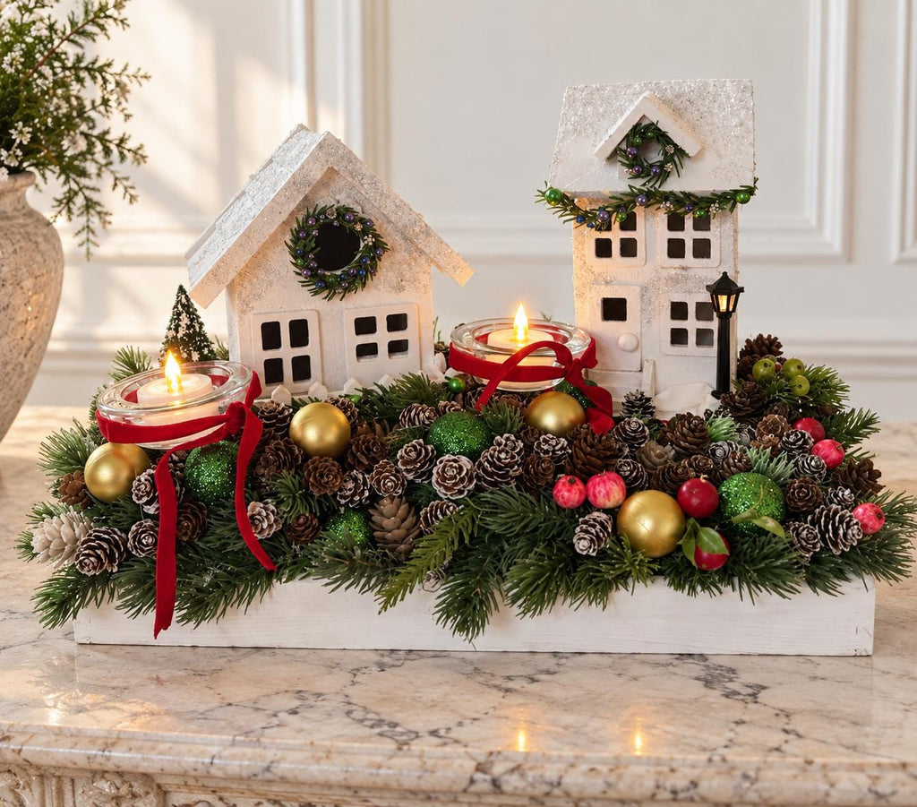 Hand-Crafted Christmas Village Centerpiece