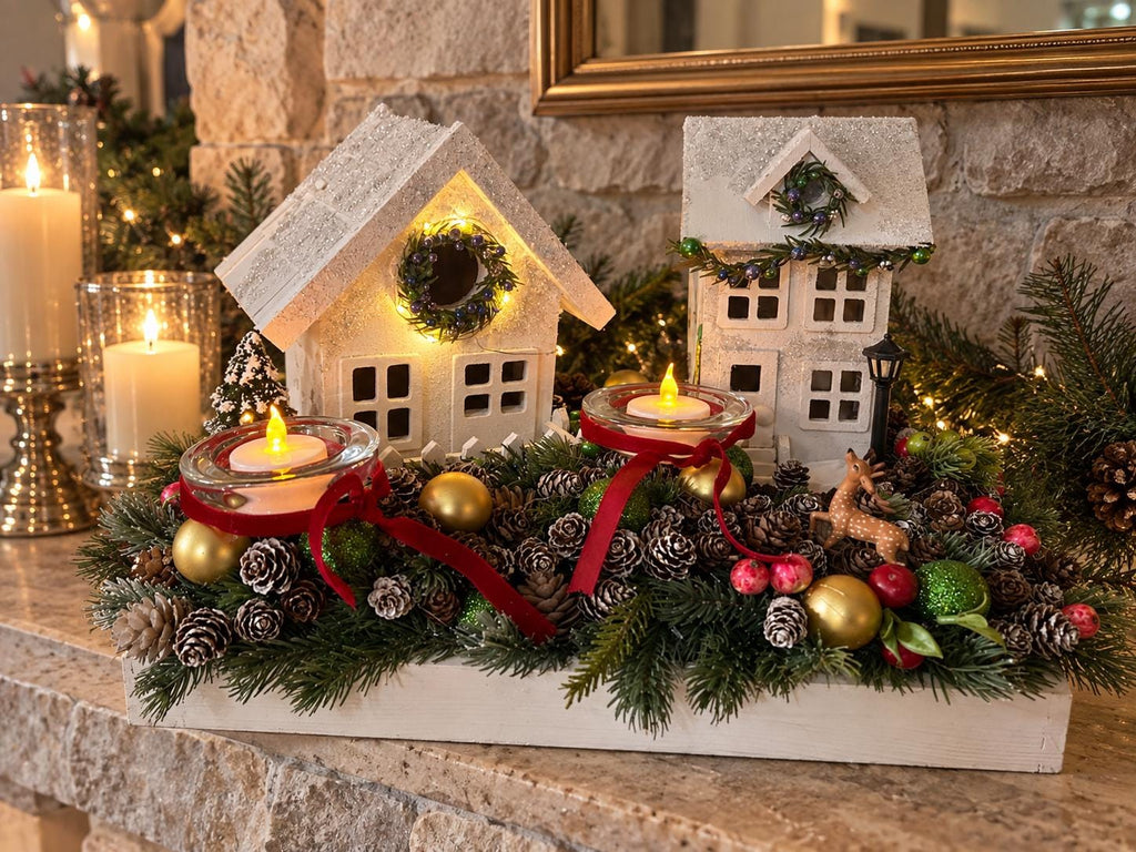 Hand-Crafted Christmas Village Centerpiece