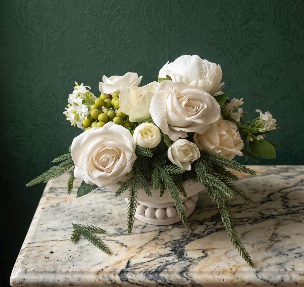 Holiday Floral Arrangement in Pedestal Planter