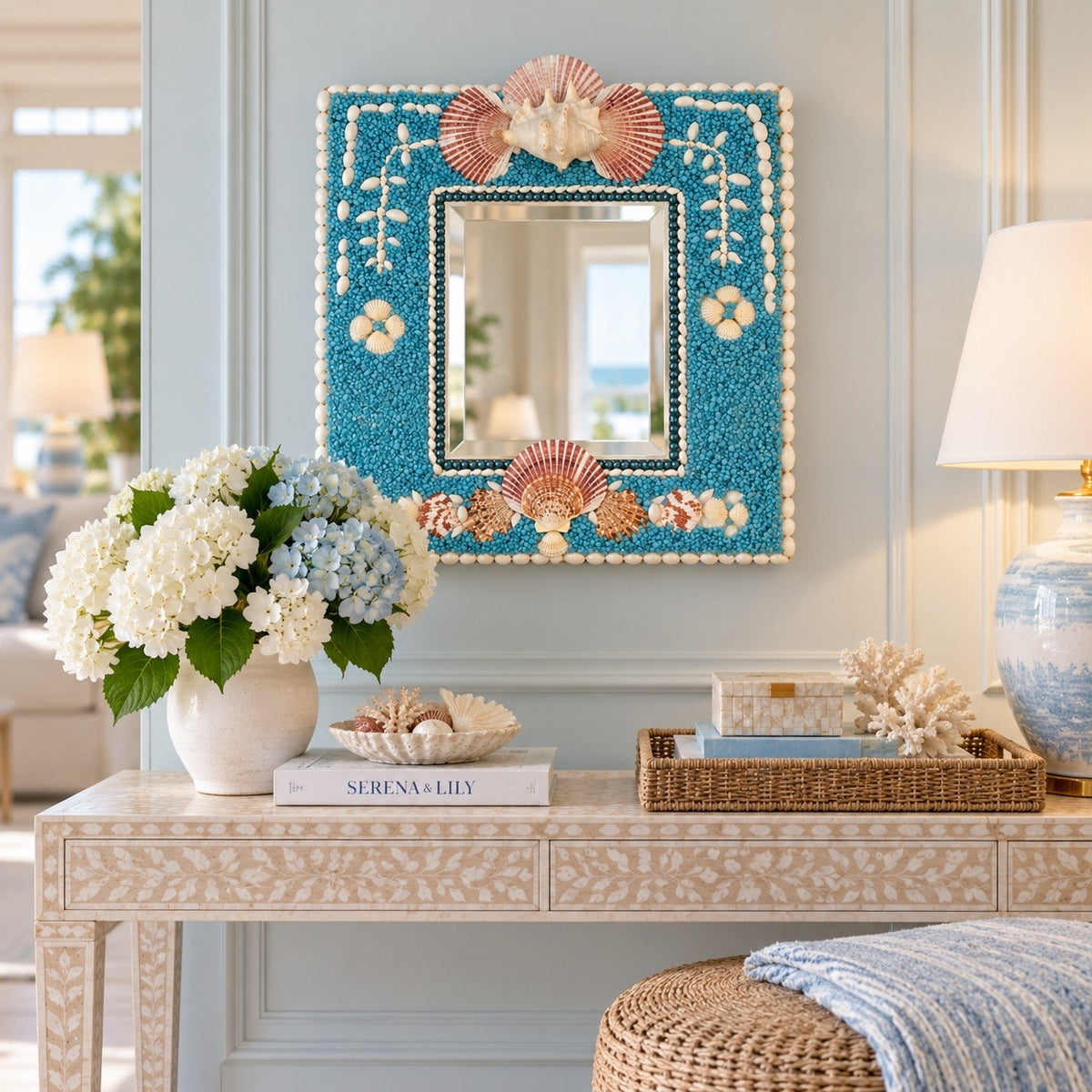 Turquoise Seashell Mirror