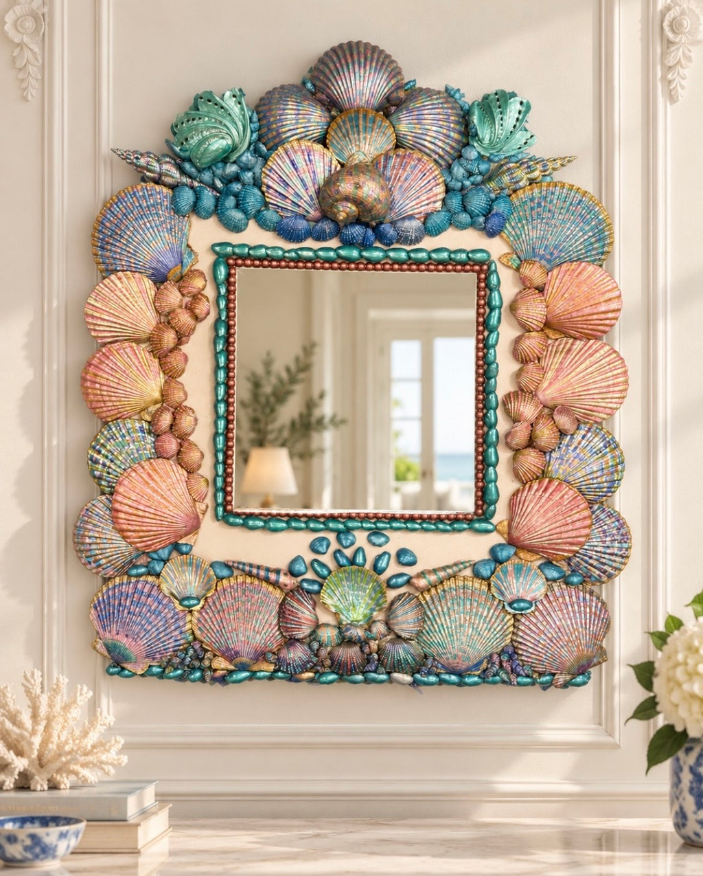 Painted Seashell Mirror