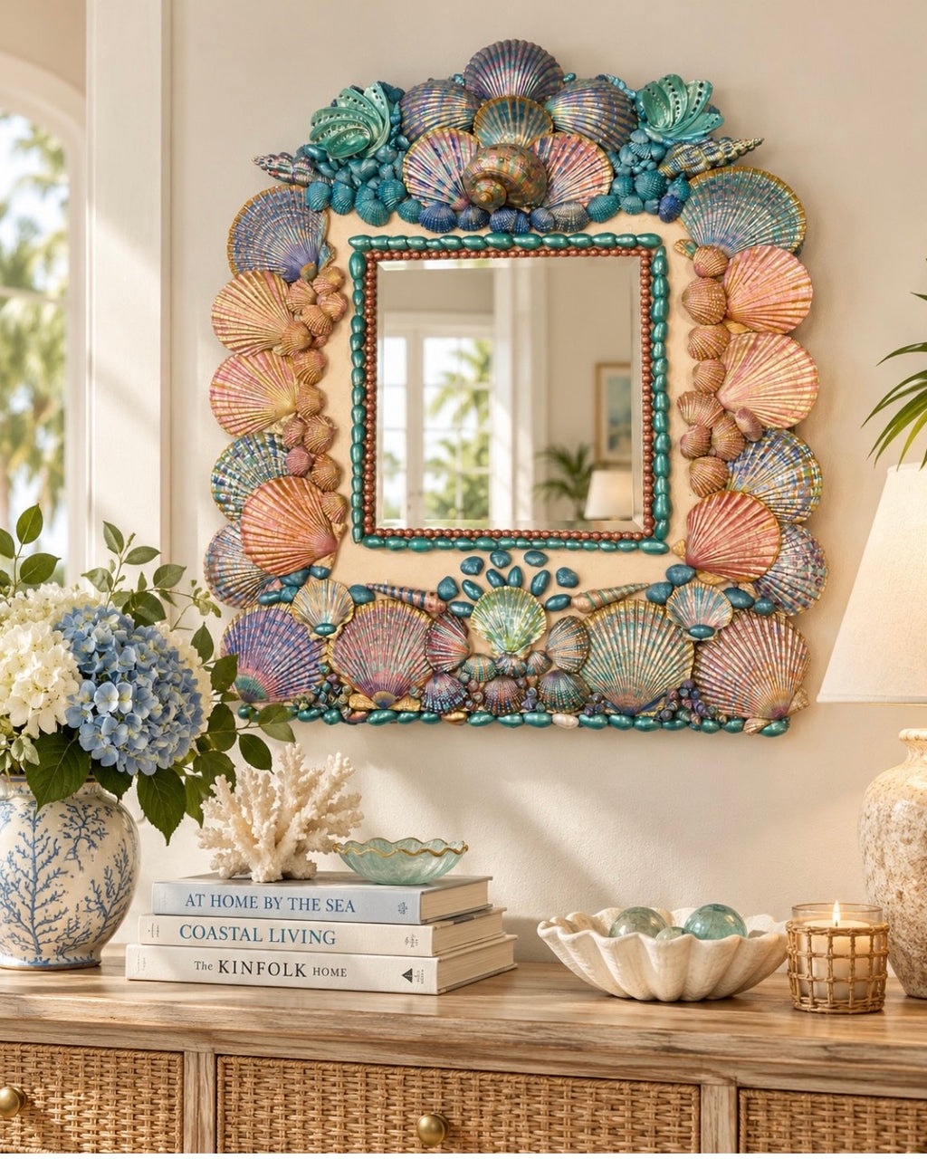Painted Seashell Mirror