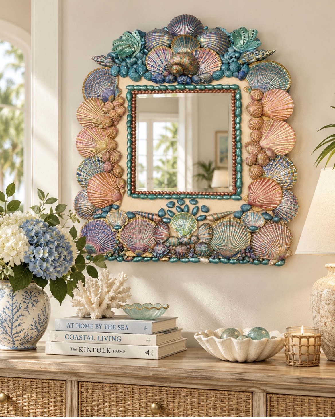 Painted Seashell Mirror