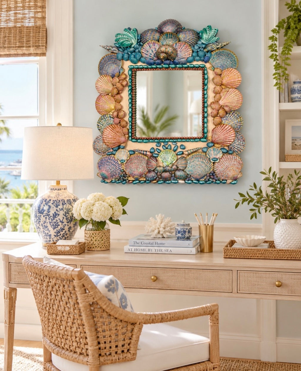 Painted Seashell Mirror