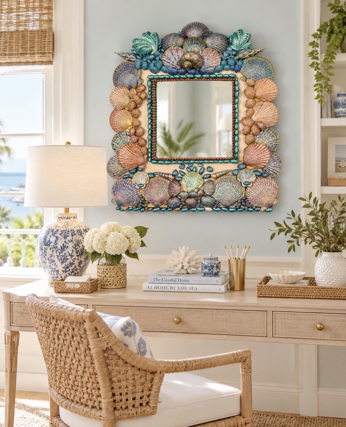 Painted Seashell Mirror