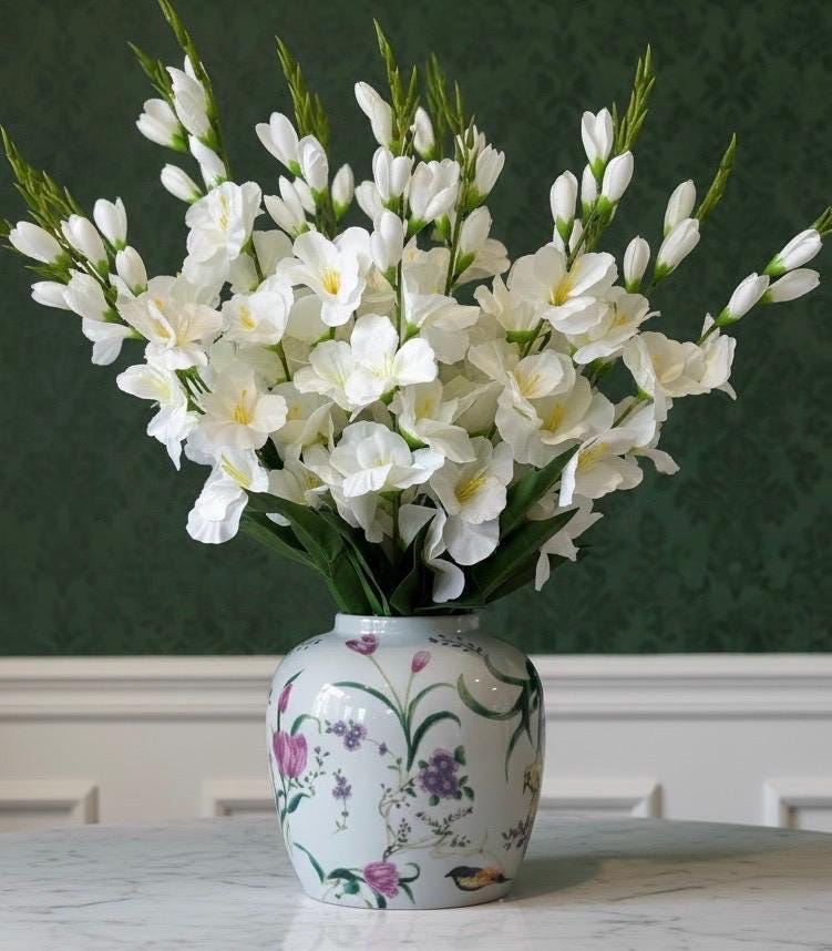 Gladiolas in Bird Vase