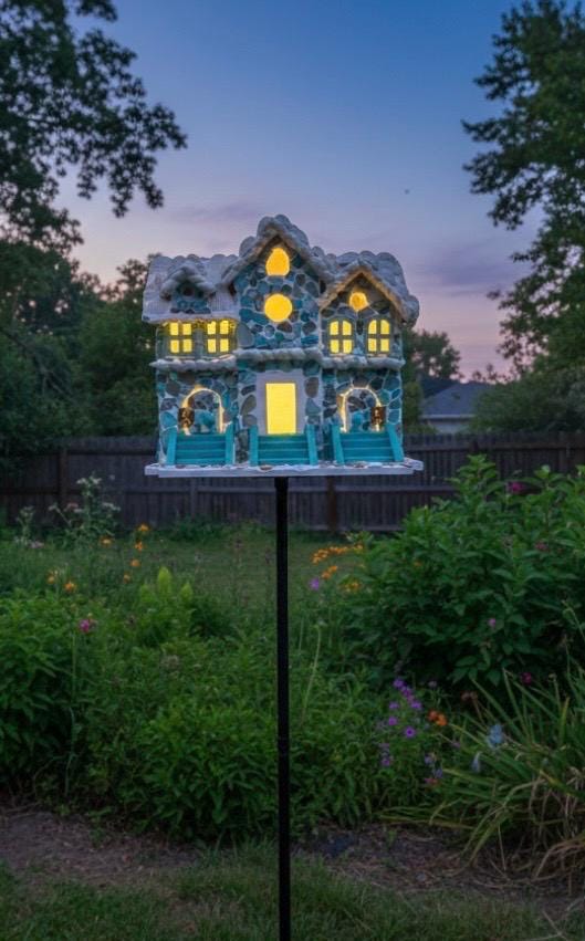 Handmade Seashell Mosaic Birdhouse