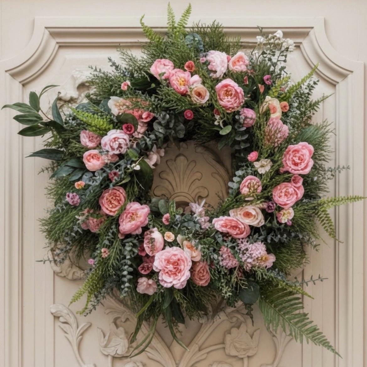 Large Pastel Pink Floral Wreath