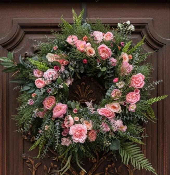 Large Pastel Pink Floral Wreath